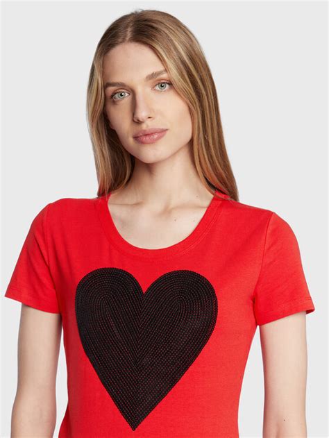 LOVE MOSCHINO T Shirt W4H1932E 1951 Czerwony Slim Fit Modivo Pl