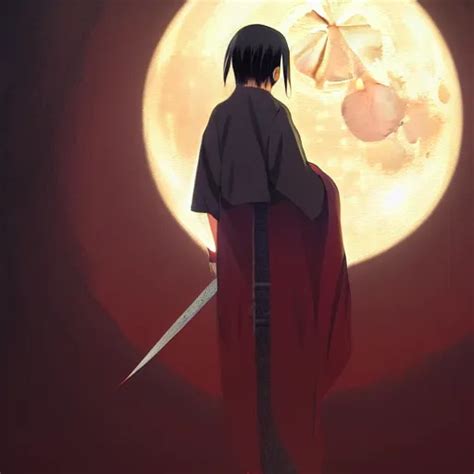 Itachi Highly Detailed Moon Digital Painting Stable Diffusion