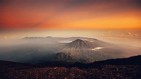 1920x1080 Resolution Aerial Photo Of Crater During Golden Hour