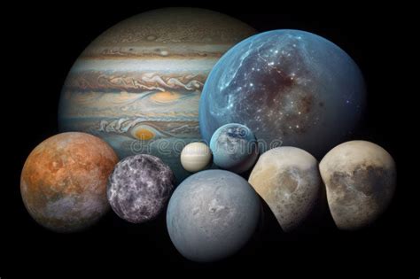 Planets and Their Moons in Stunning Celestial Portrait Stock Photo ...