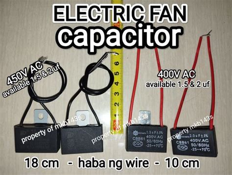 ELECTRIC FAN CAPACITOR W WIRE 1 5 Uf 2 Uf 400v 450v AC Lazada PH