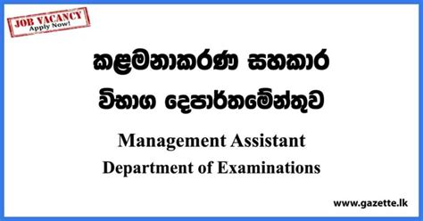 Management Assistant Vacancies Department Of Examinations Vacancies