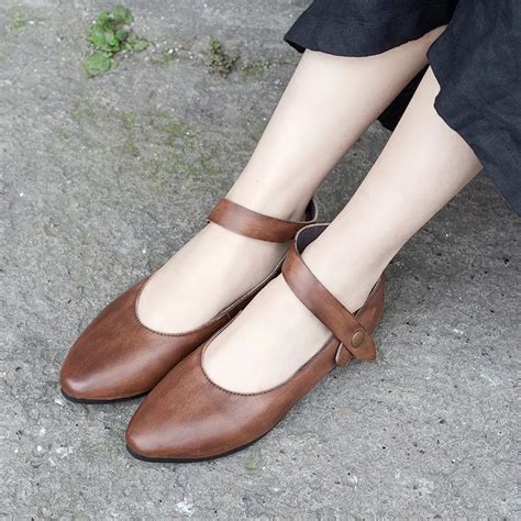 Artdiya Genuine Leather Casual Women S Shoes Spring And Summer New Pointed Toe Low Heels Buckle