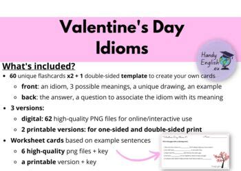 Valentine S Day Idioms Flashcards Vocabulary Speaking Writing Activity