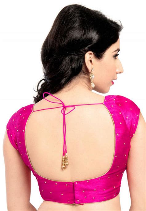 Embellished Dupion Silk Blouse In Fuchsia UXC41