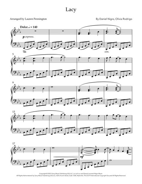 Lacy By Olivia Rodrigo Piano Solo Digital Sheet Music Sheet Music