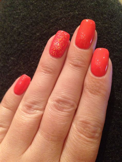 Shellac Tropix With Glitter Accent Finger Short Square Nails Square Nails How To Do Nails