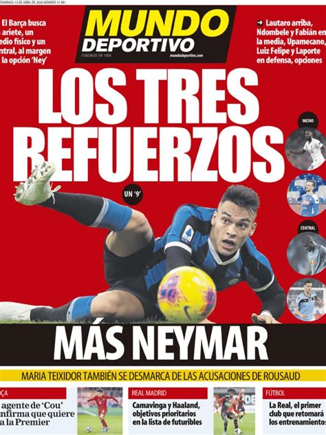 La Portada Del Diario Mundo Deportivo 12 04 2020