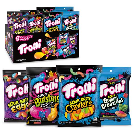 Buy Trolli Sour Brite Crawlers Gummy Worms Variety Pack Original Bursting Creations And Eggs 5