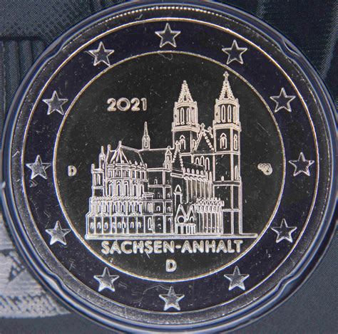 Germany 2 Euro Coin 2021 Saxony Anhalt Cathedral Of Magdeburg D