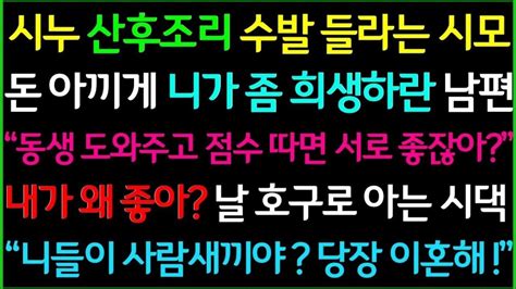 사이다사연시누 산후조리 도우라는 시모와 사람불러서 돈 쓰지말고 니가 좀 희생하라는 남편 빠른 이혼합니다드라마라디오사이다