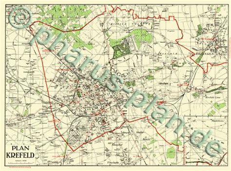 Pharus Pharus Historischer Stadtplan Krefeld