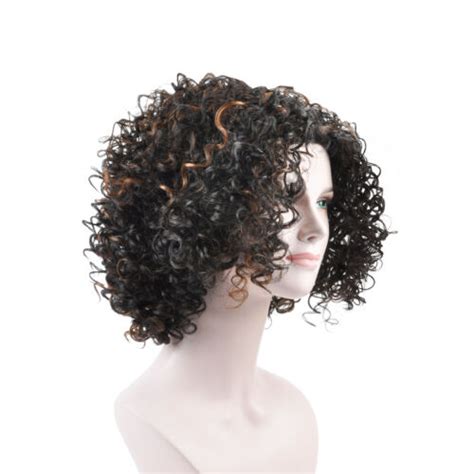 Human Handmade Curly Afro Wig Bangs Short Kinky Curly Wigs Black Women