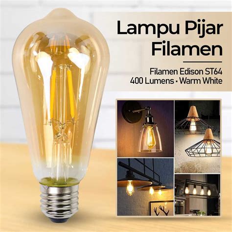 Jual Guangweishi Lampu Bohlam Pijar Filamen Edison E27 Dimmable