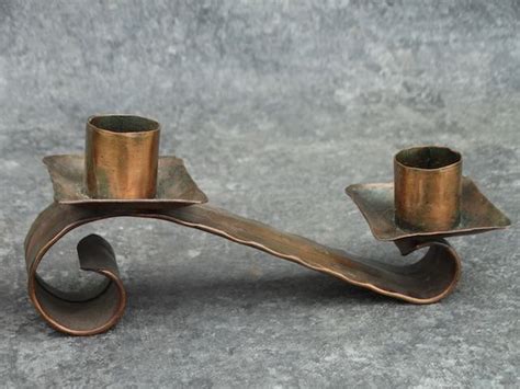 Pair Of Craftsman Studio 712 Copper Double Candle Holders A2972