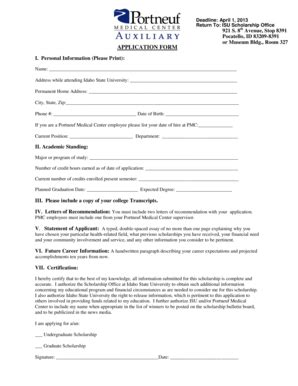 Fillable Online Isu APPLICATION FORM Idaho State University Isu Fax