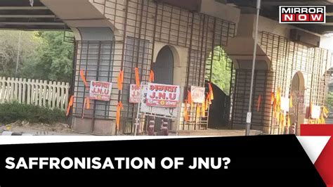 Saffron Flags And Posters Were Put Outside Jnu Campus Bhagwa Poster