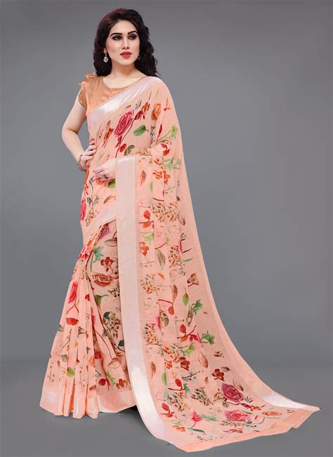 Buy Cotton Multi Colour Abstract Print Printed Saree Online