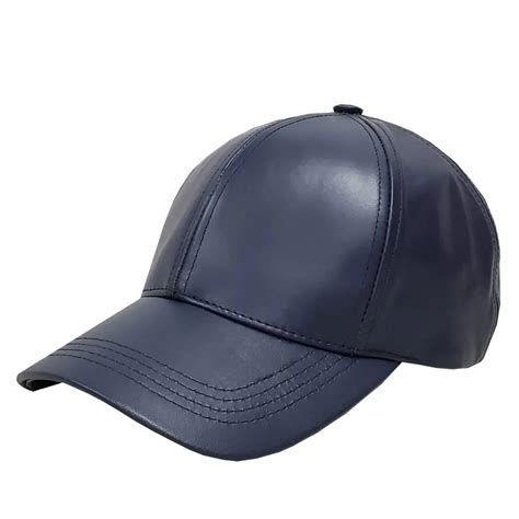 Navy Blue Leather Baseball Cap Winner Caps MFG Company