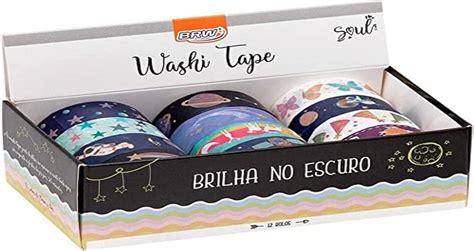 Brw Kit Fitas Adesivas Decoradas Washi Tapes 15mmx3 Metros