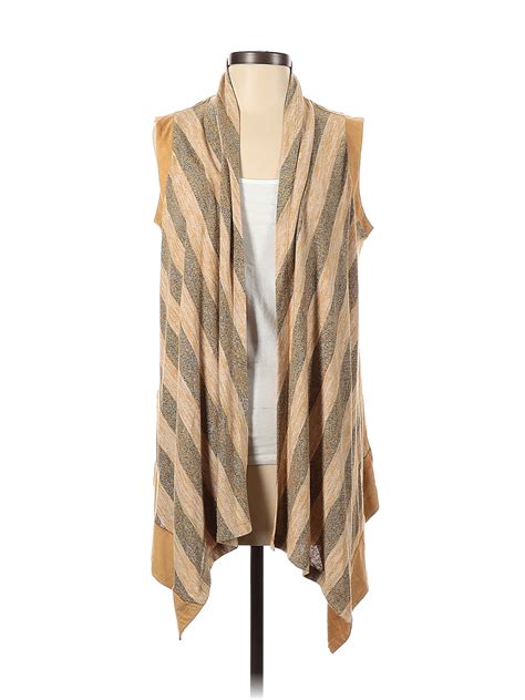 Logo By Lori Goldstein Color Block Stripes Tan Cardigan Size S 72