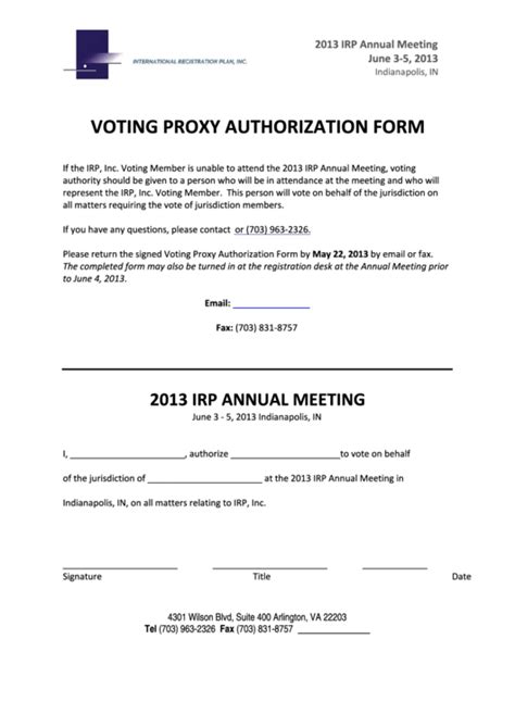 Printable Proxy Voting Form Printable Forms Free Online