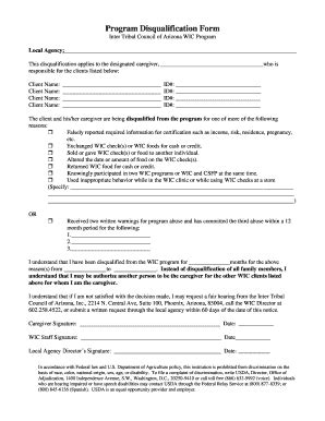 Fillable Online Program Disqualification Form Fax Email Print Pdffiller