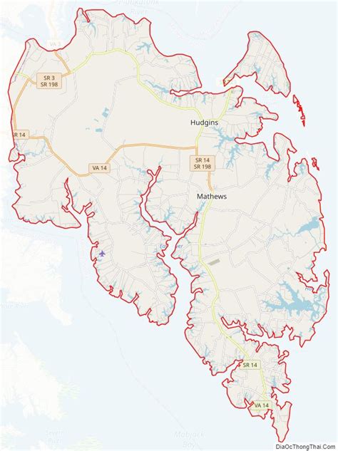 Map of Mathews County, Virginia