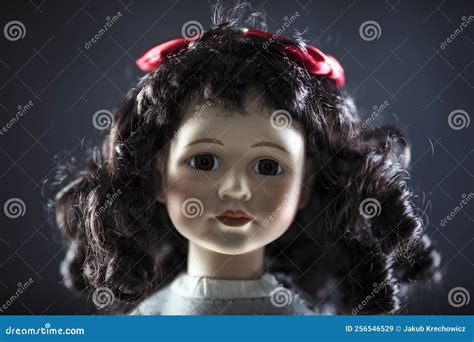 Vintage Doll Face on Dark Background Stock Image - Image of worn, dark ...