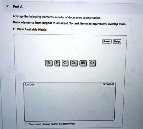 Solved Part A Arrange The Following Elements In Order Of Decreasing