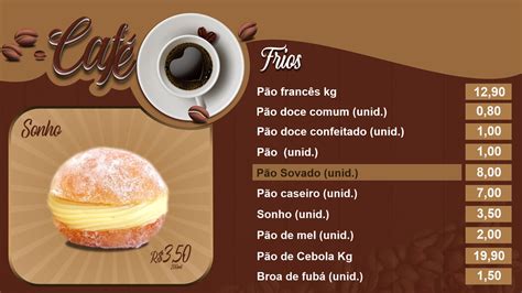 Tabela Digital Para Cafeterias E Caf S Menu Food Menu Digital Sem