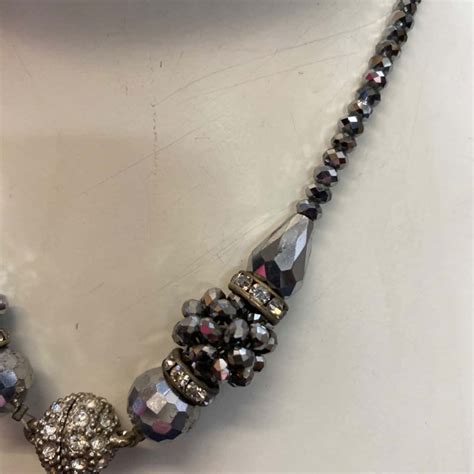 Silver Faceted Crystal Bead Necklace With Diamante Spacers S