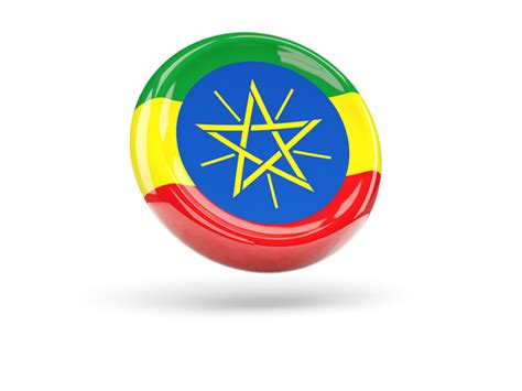 Shiny Round Icon Illustration Of Flag Of Ethiopia