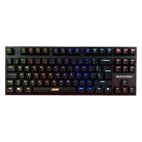 Teclado Gamer Mec Nico Multilaser Gk Tkl Led Rainbow Switch Blue