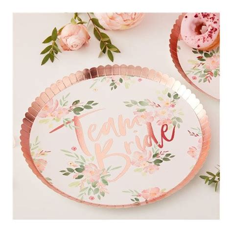 Floral Hen Party Team Bride Plates 24cm 8pk Party Delights