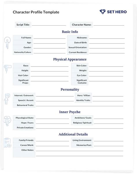 Character Template Screenplay Character Profile Breakdown