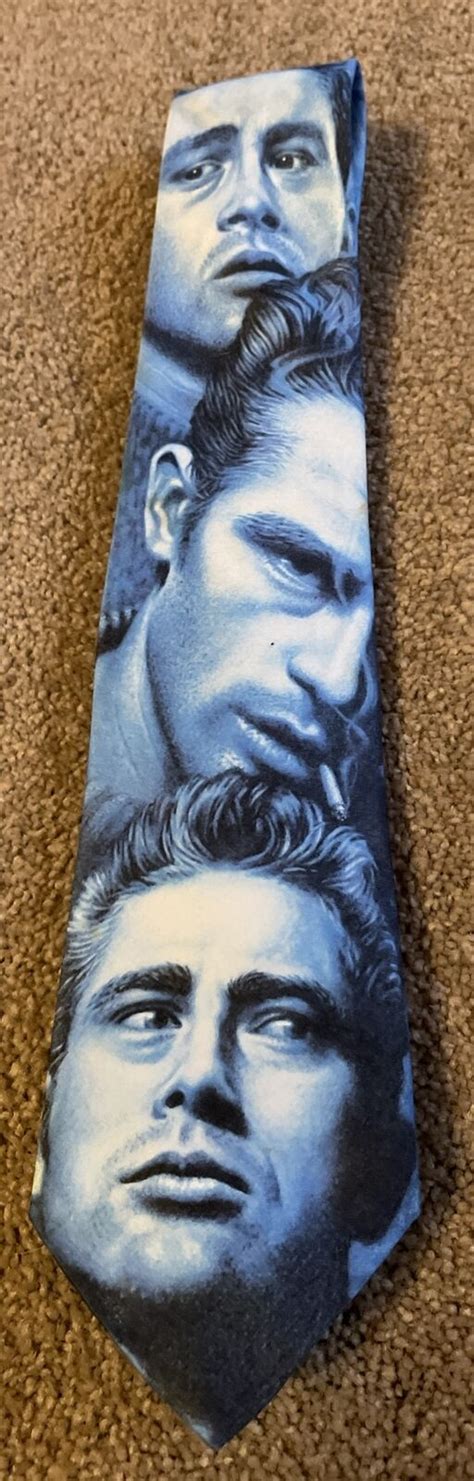 Ralph Marlin James Dean Faces Blue Neck Tie Vintage 1 Gem