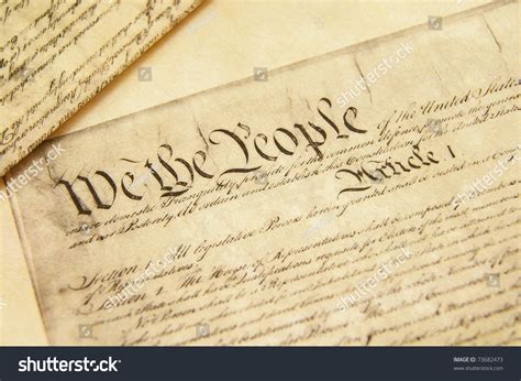 Closeup Of A Replica Of U S Constitution Document Stock Photo