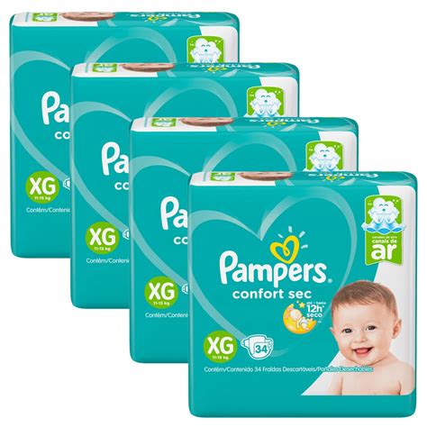 Kit Fralda Pampers Confort Sec 136 Unidades De Fraldas Tamanho Xg