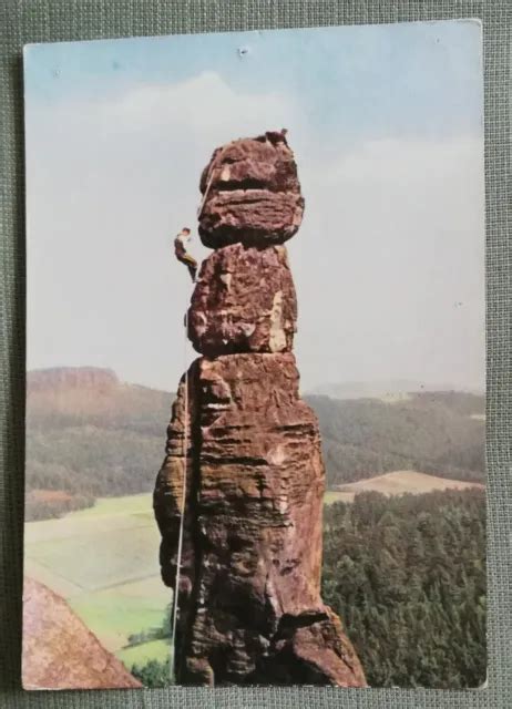 ALTE FARB POSTKARTE AK DDR Sächsische Schweiz Barbarine am Pfaffenstein