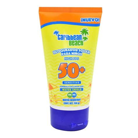 Bloqueador Solar Caribbean Beach High Fps 50 Sensitive Para Niños 150