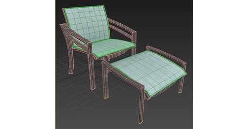 3D Model Tropitone KOR Relaxed Sling Lounge Chair And Ottoman