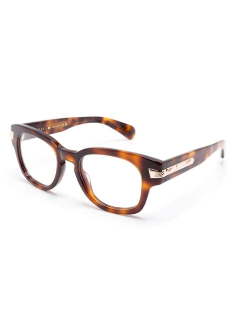 Gucci Eyewear Tortoiseshell Square Frame Glasses Brown Farfetch