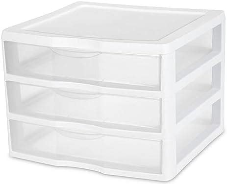 Sterilite 3 Drawer Organizer ClearView Wide 2093 White Clear 10 25