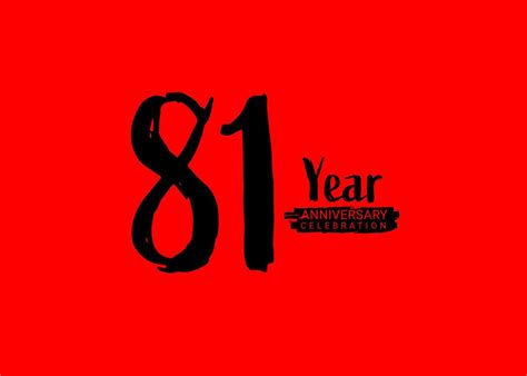 81 Years Anniversary Celebration Logo On Red Background 81 Number Logo