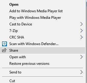 Remove Share Option From Right Click Context Menu In Windows