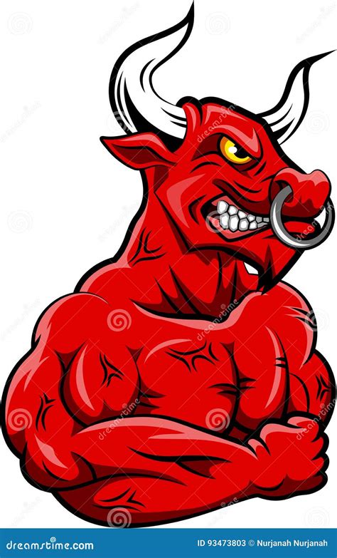 Strong Red Bull Mascot Cartoon Vector 51831343