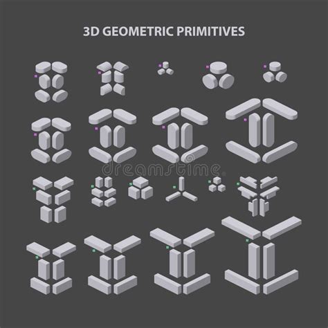 Set of 3d Geometric Primitive Shapes for Combination in Construction ...