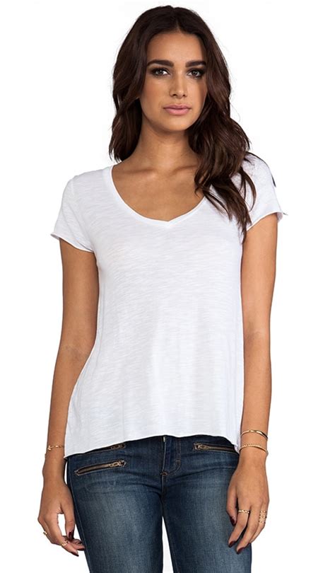 American Vintage Jacksonville V Neck Tee In White Revolve