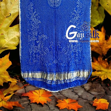 Blue Peacock Bandhani Pure Gaji Silk Dupatta Gaji Silk